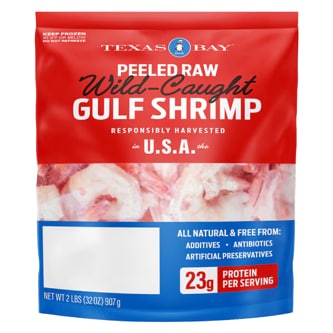 Wild Gulf Shrimp, Cleaned, Tail Off, 31/40, Frozen